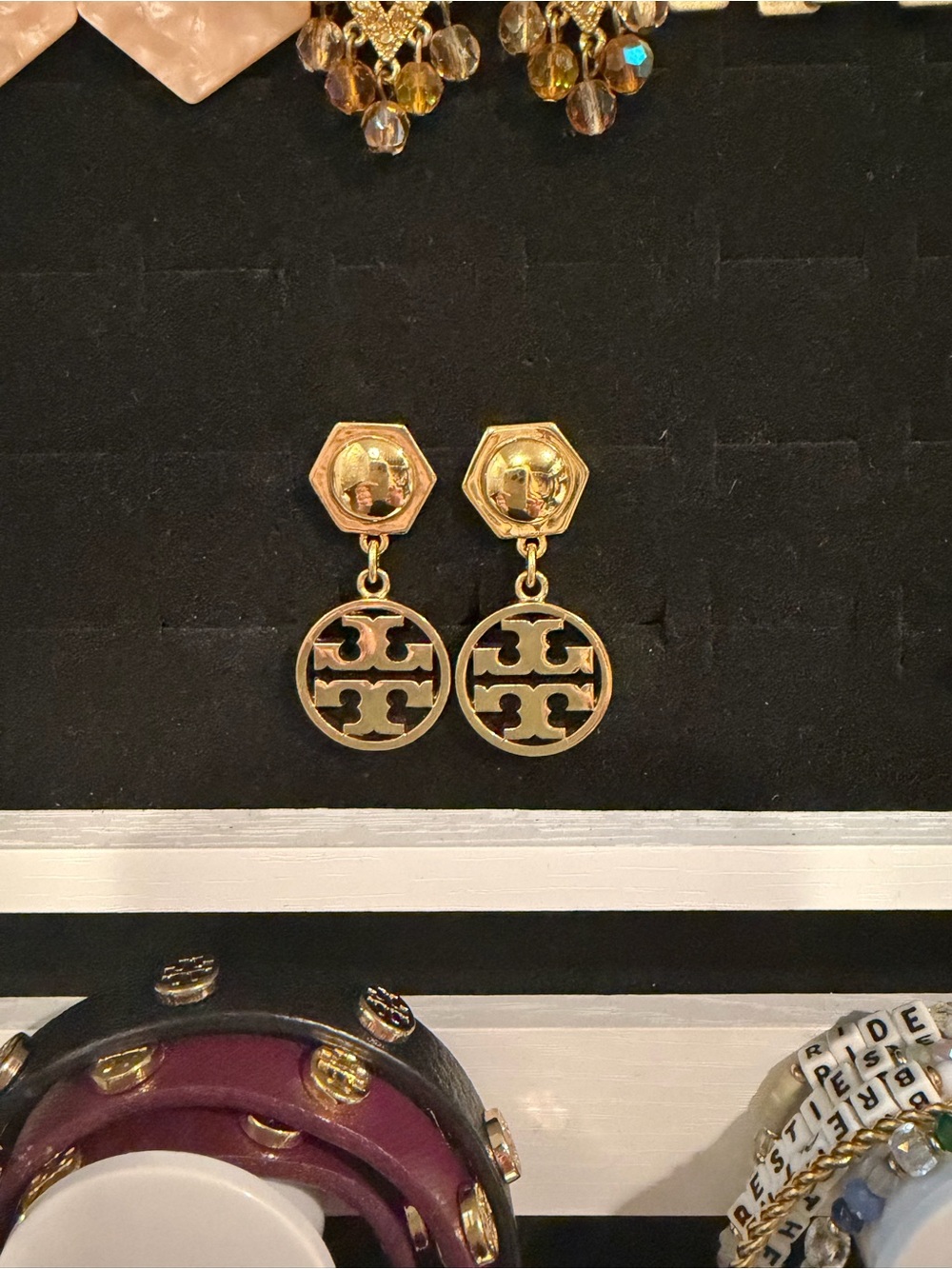 Tory Burch Logo Drop Earrings - Picture 3 of 3